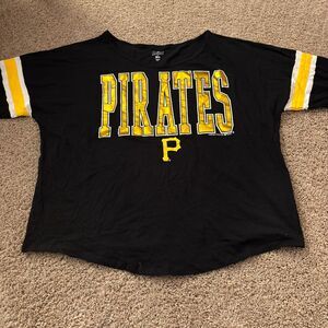 Campus Lifestyle Pittsburgh Pirates Shirt Womens 3X Black Cotton 3/4 Sleeve NWOT